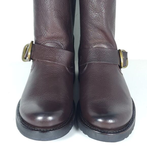 Frye Women's Veronica Short US 6B Brown Leather Pull On Moto Biker Boots - Picture 4 of 13